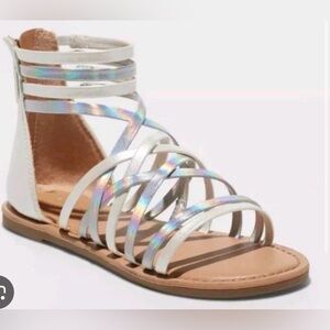 Cat & Jack Holographic Strappy Sandals - White and Silver